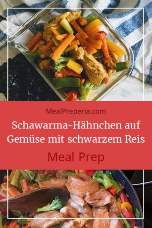 Schawarma-Hähnchen auf Gemüse mit schwarzem Reis_teaser mealpreperia.com