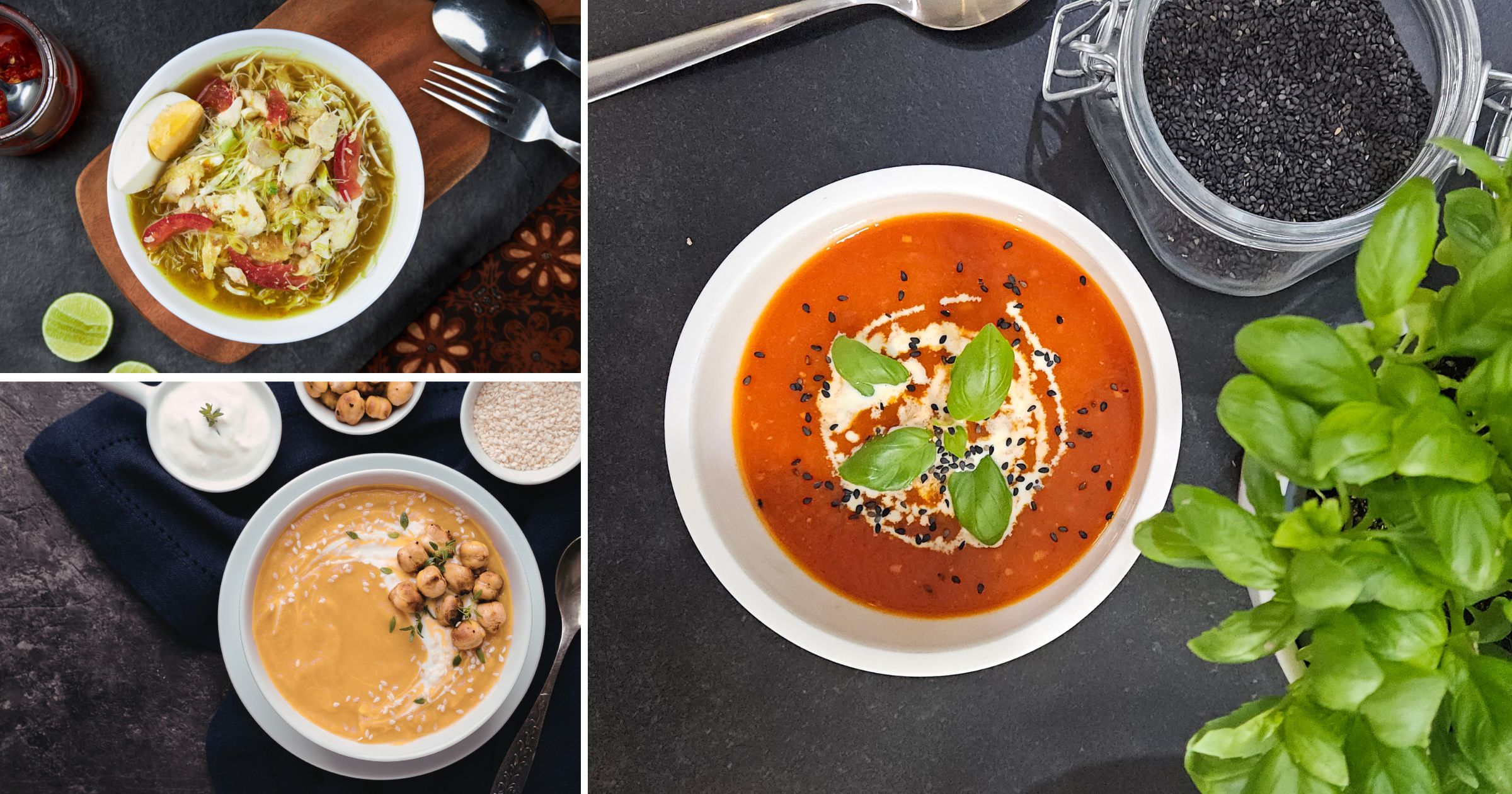 Bilder zeigen wie unterschiedlichen sich suppen aufpeppen lassen